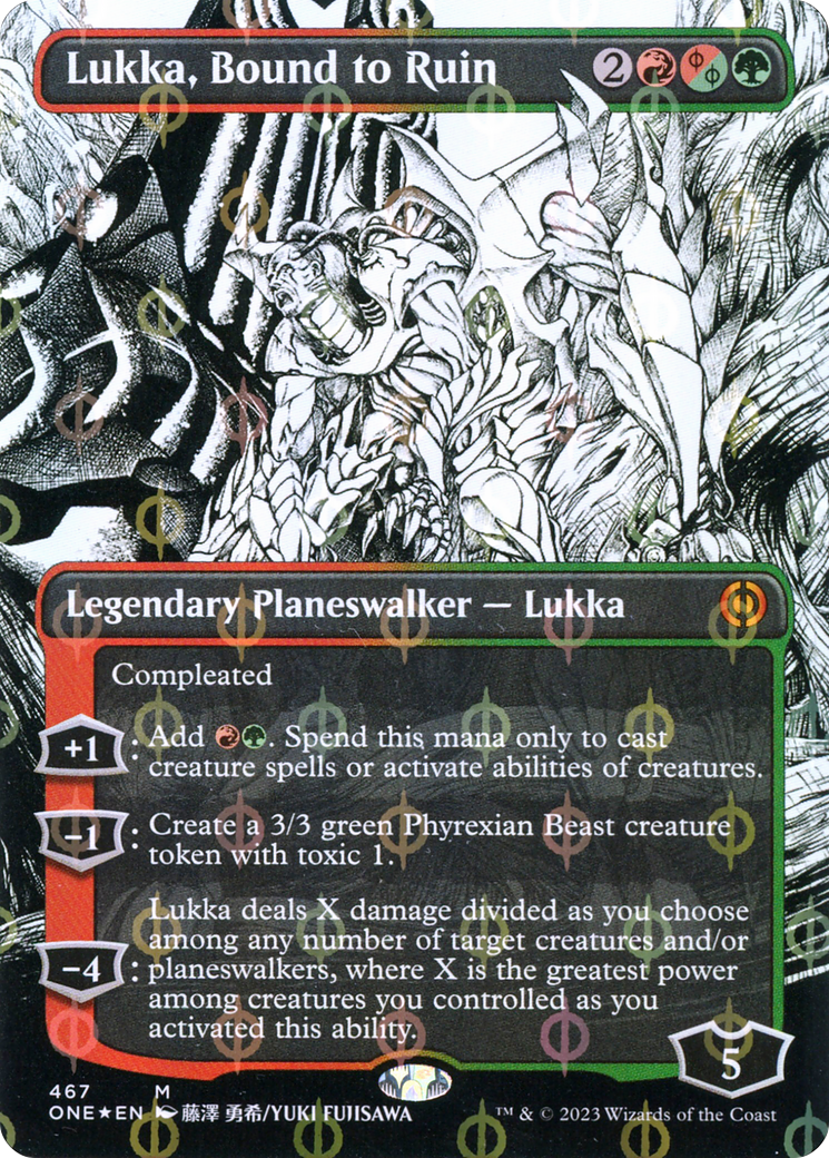 Lukka, Bound to Ruin (Borderless Manga Step-and-Compleat Foil) [Phyrexia: All Will Be One] | Webway Games
