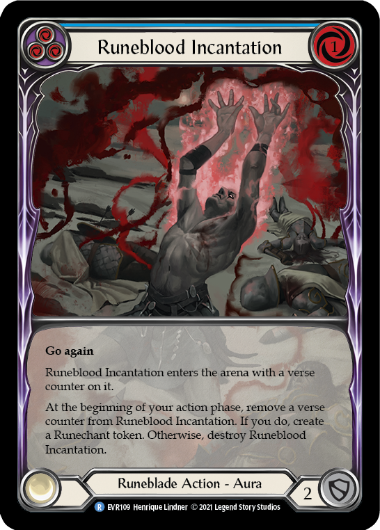 Runeblood Incantation (Blue) [EVR109] (Everfest)  1st Edition Extended Art Rainbow Foil | Webway Games