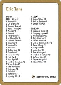 1996 Eric Tam Decklist Card [World Championship Decks] | Webway Games