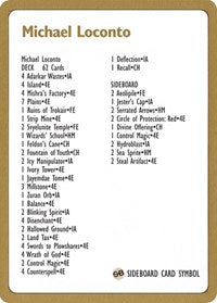 1996 Michael Loconto Decklist Card [World Championship Decks] | Webway Games