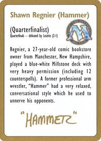 1996 Shawn "Hammer" Regnier Biography Card [World Championship Decks] | Webway Games