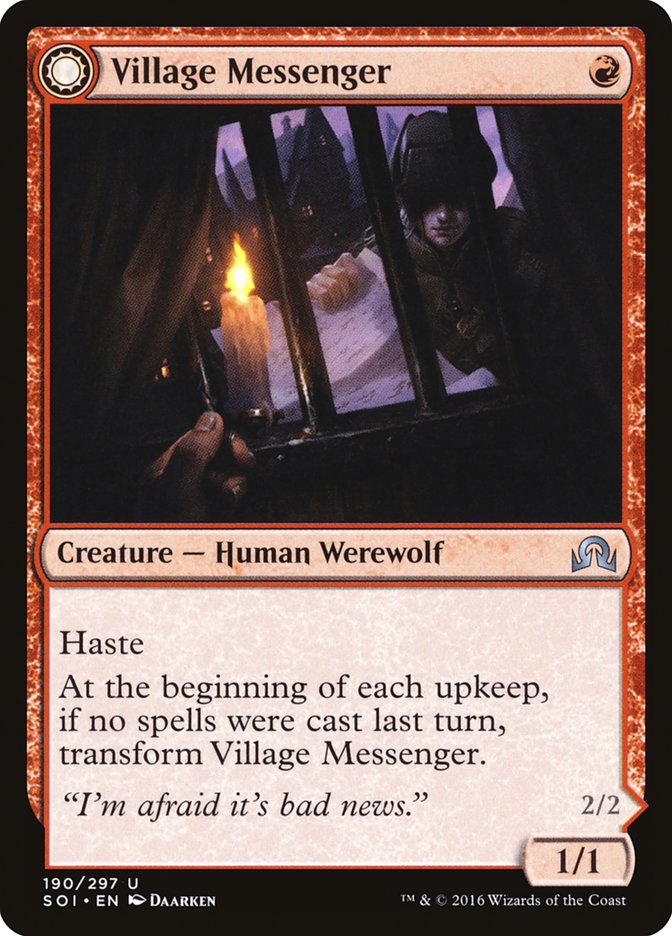 Village Messenger // Moonrise Intruder [Shadows over Innistrad] | Webway Games