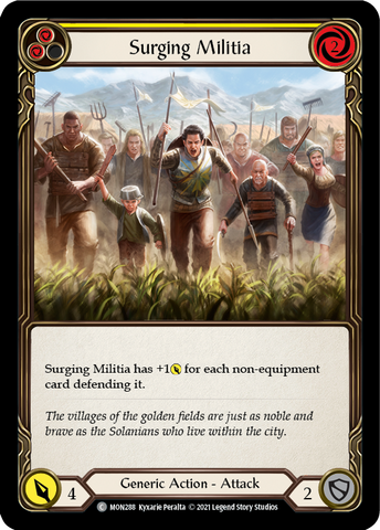 Surging Militia (Yellow) (Rainbow Foil) [MON288-RF] 1st Edition Rainbow Foil