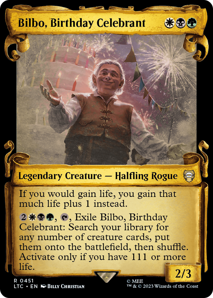 Bilbo, Birthday Celebrant [The Lord of the Rings: Tales of Middle-Earth Commander Showcase Scrolls] | Webway Games
