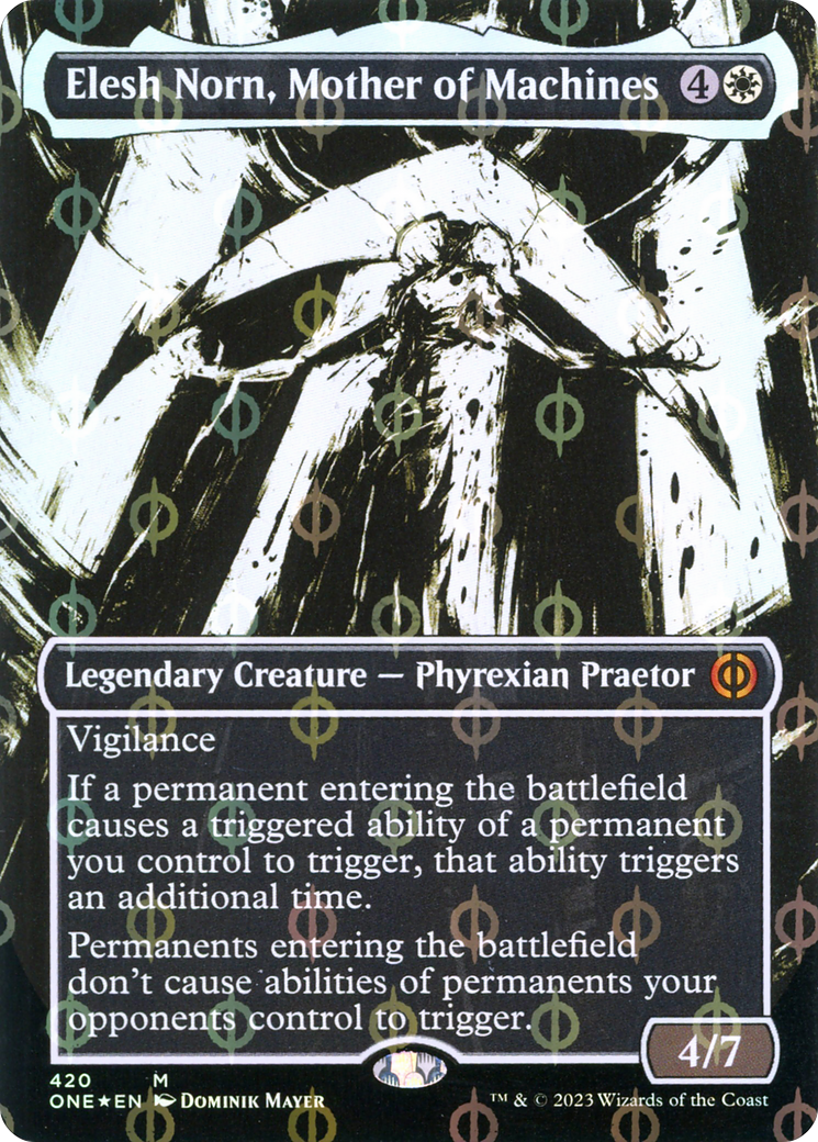 Elesh Norn, Mother of Machines (Borderless Ichor Step-and-Compleat Foil) [Phyrexia: All Will Be One] | Webway Games