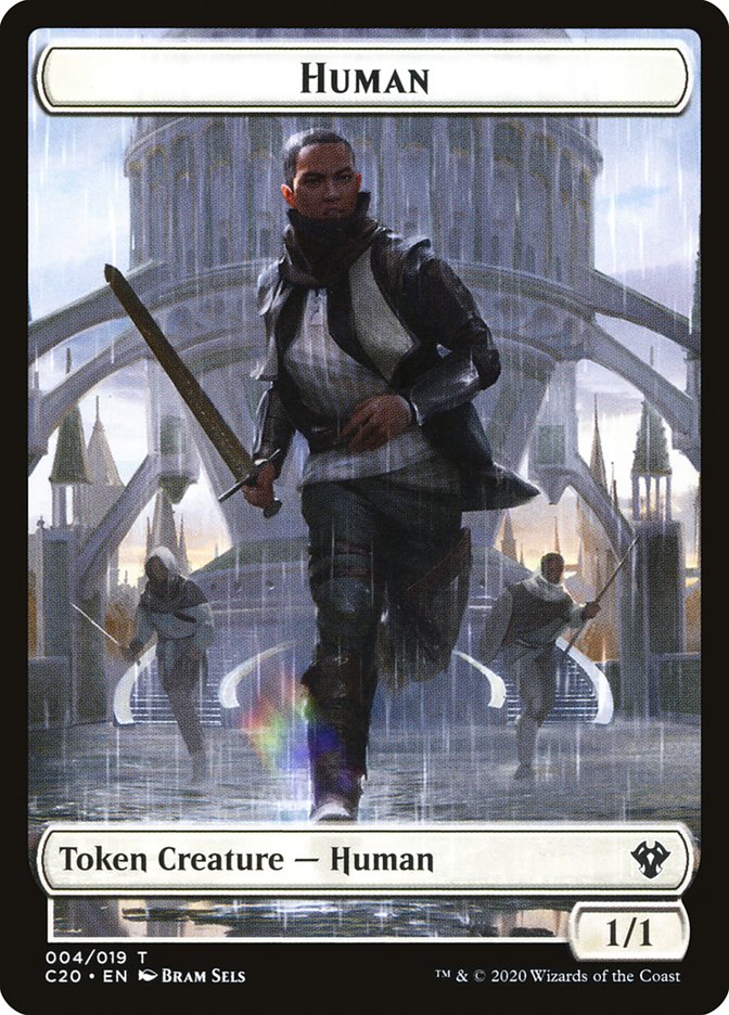 Human // Treasure Double-sided Token [Commander 2020 Tokens] | Webway Games