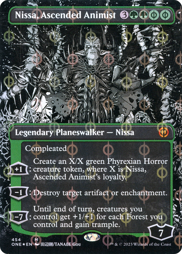 Nissa, Ascended Animist (Borderless Manga Step-and-Compleat Foil) [Phyrexia: All Will Be One] | Webway Games