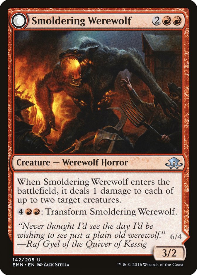 Smoldering Werewolf // Erupting Dreadwolf [Eldritch Moon] | Webway Games