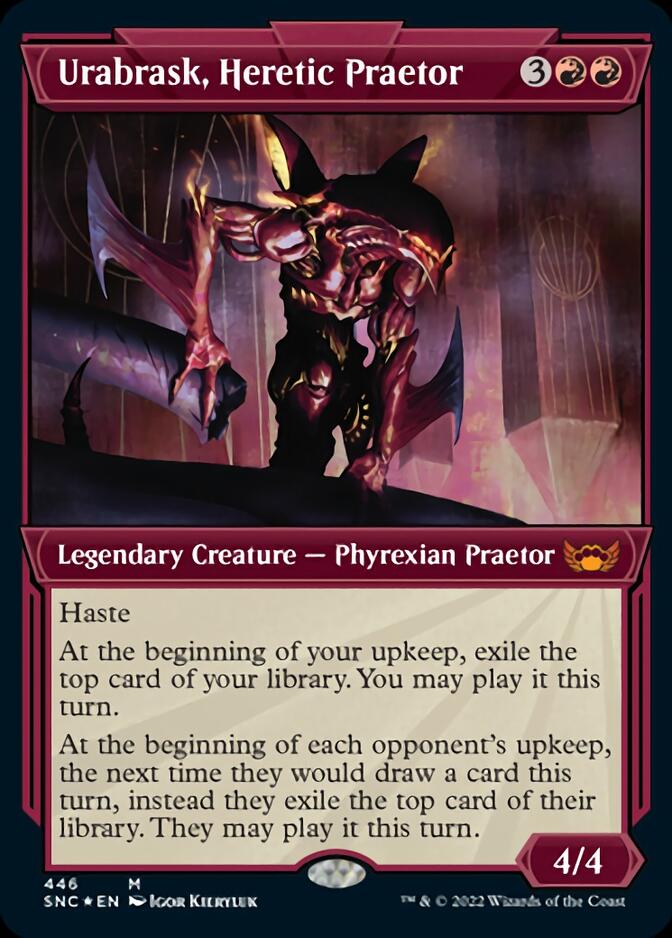 Urabrask, Heretic Praetor (Showcase Art Deco Foil Etched) [Streets of New Capenna] | Webway Games