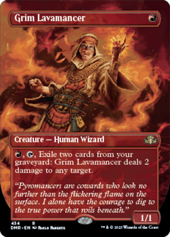 Grim Lavamancer (Borderless Alternate Art) [Dominaria Remastered] | Webway Games