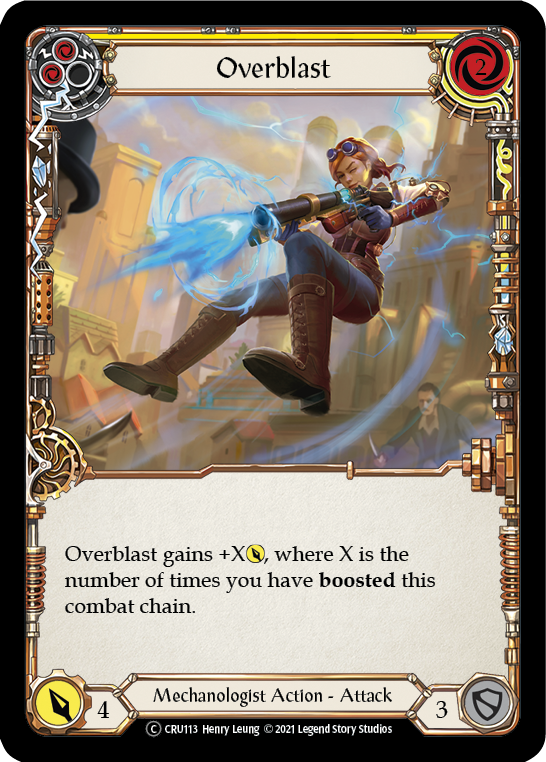 Overblast (Yellow) (Rainbow Foil) [CRU113-RF] Unlimited Rainbow Foil | Webway Games