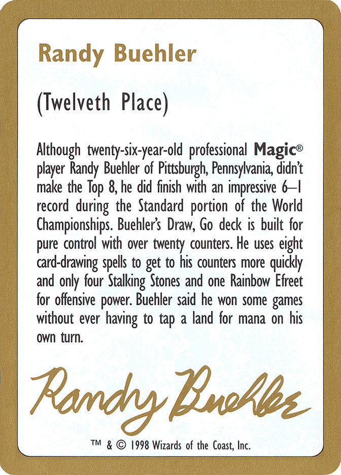 Randy Buehler Bio [World Championship Decks 1998] | Webway Games
