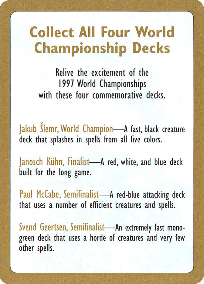 1997 World Championships Ad [World Championship Decks 1997] | Webway Games