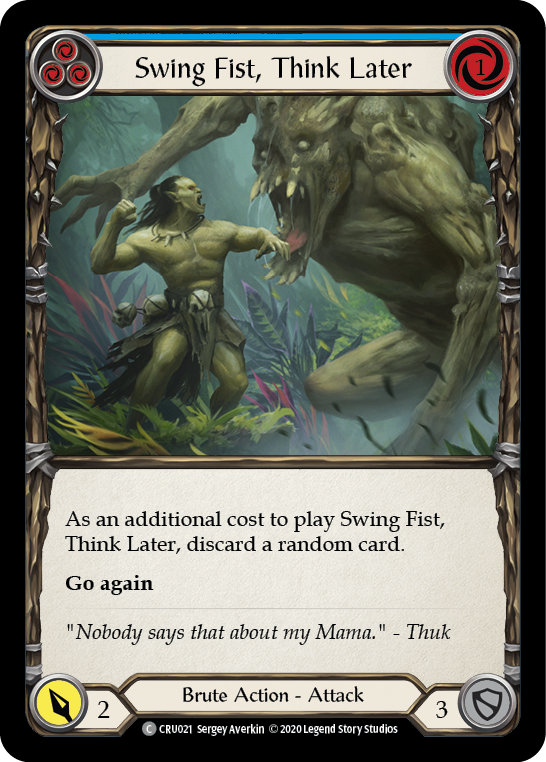 Swing Fist, Think Later (Blue) [CRU021] 1st Edition Rainbow Foil | Webway Games