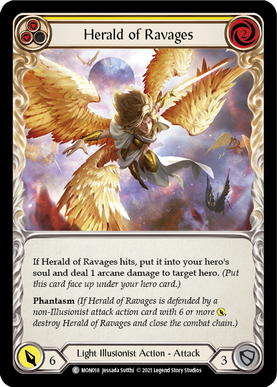 Herald of Ravages (Yellow) (Rainbow Foil) [MON018-RF] 1st Edition Rainbow Foil | Webway Games