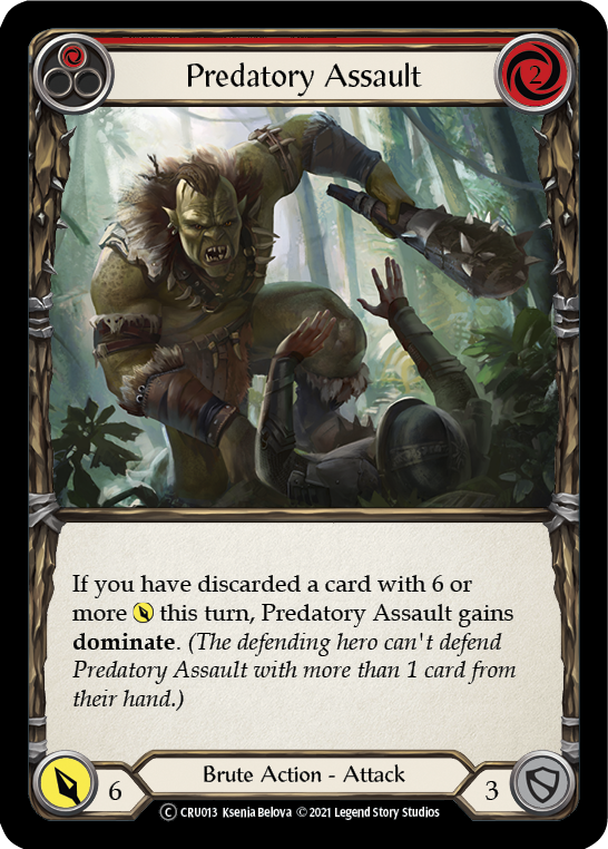 Predatory Assault (Red) (Rainbow Foil) [CRU013-RF] Unlimited Rainbow Foil | Webway Games