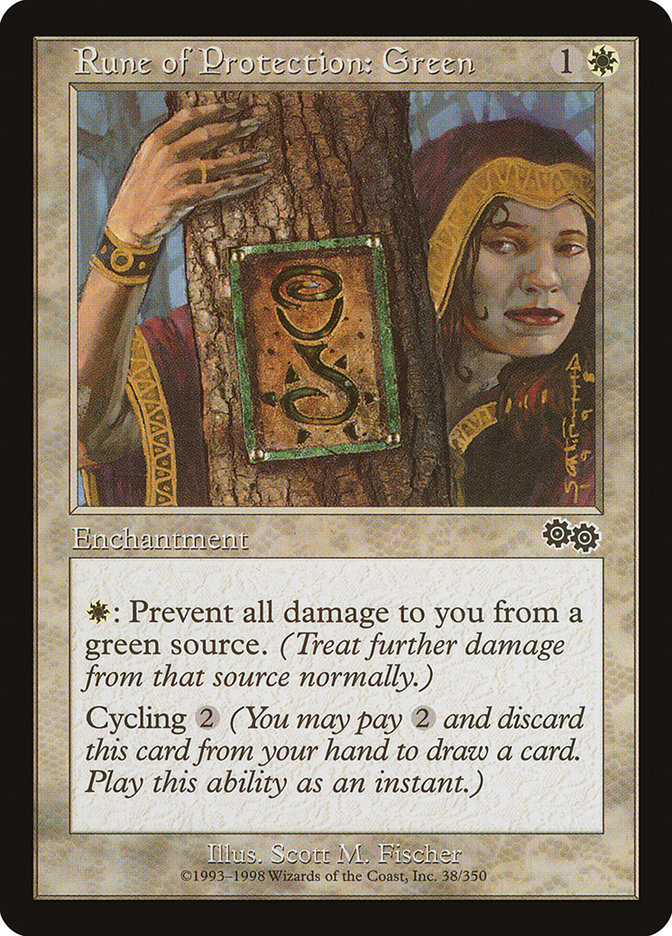 Rune of Protection: Green [Urza's Saga] | Webway Games