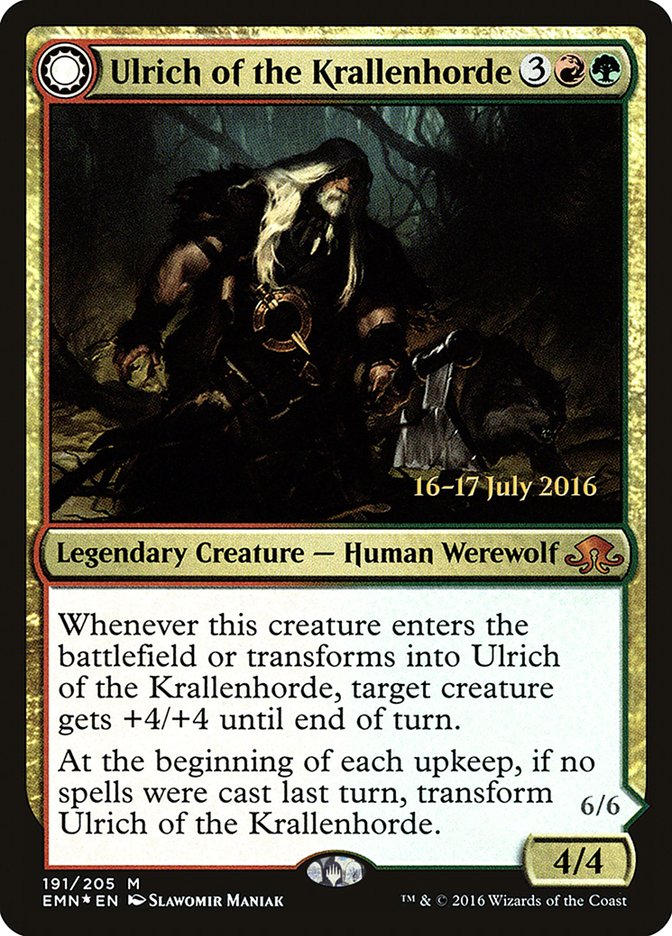 Ulrich of the Krallenhorde // Ulrich, Uncontested Alpha  (Prerelease) [Eldritch Moon Prerelease Promos] | Webway Games
