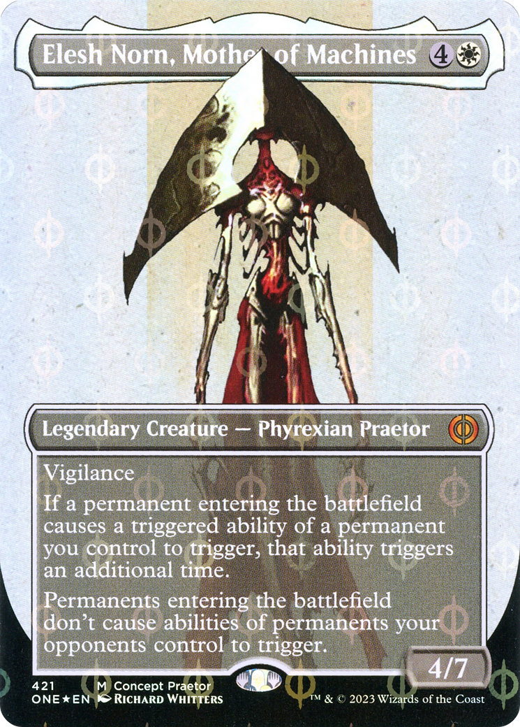 Elesh Norn, Mother of Machines (Borderless Concept Praetors Step-and-Compleat Foil) [Phyrexia: All Will Be One] | Webway Games