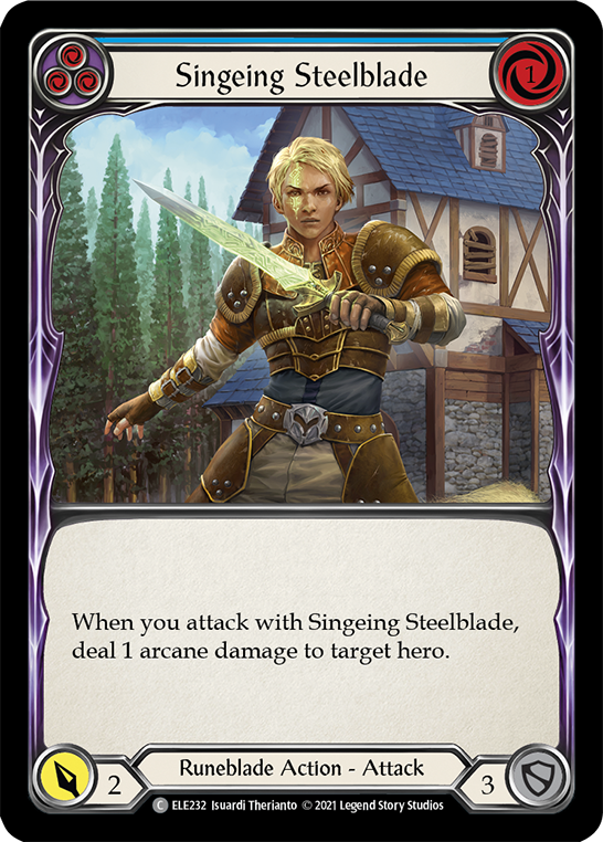 Singeing Steelblade (Blue) [ELE232] (Tales of Aria)  1st Edition Rainbow Foil | Webway Games