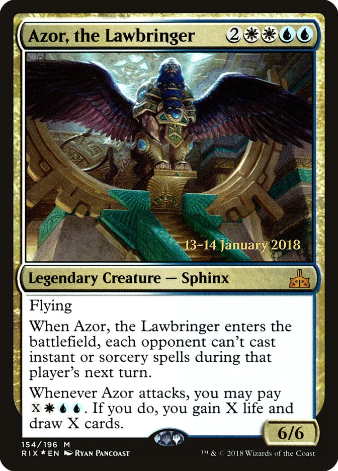 Azor, the Lawbringer (Prerelease) [Rivals of Ixalan Prerelease Promos] | Webway Games