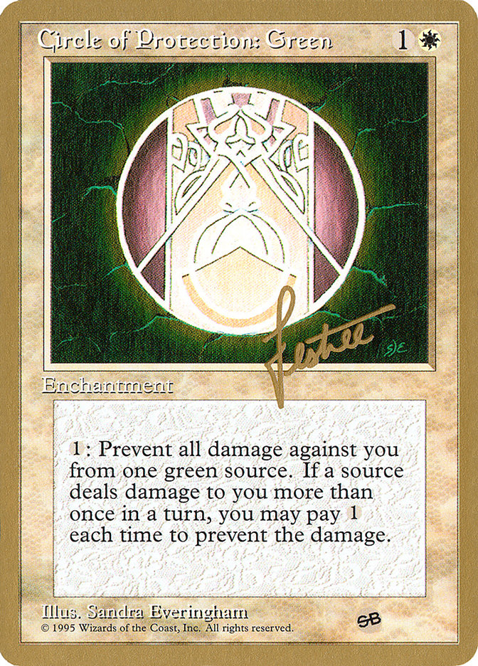 Circle of Protection: Green (Bertrand Lestree) (SB) (4ED) [Pro Tour Collector Set] | Webway Games