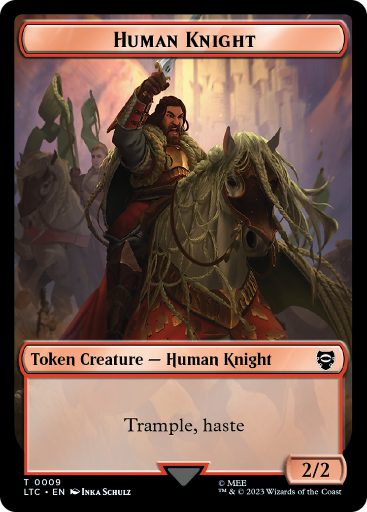 Human Knight // Human Double-Sided Token [The Lord of the Rings: Tales of Middle-Earth Commander Tokens] | Webway Games