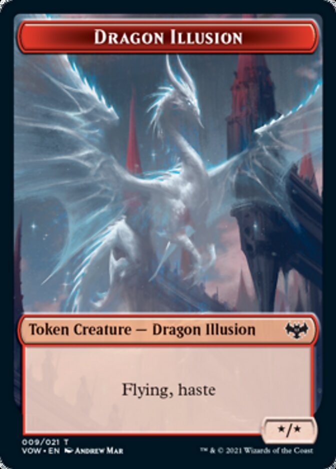 Blood // Dragon Illusion Double-sided Token [Innistrad: Crimson Vow Tokens] | Webway Games