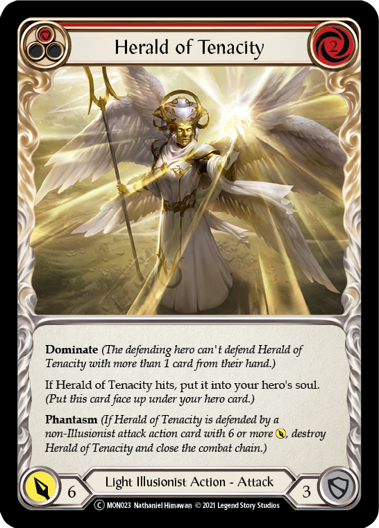 Herald of Tenacity (Red) (Rainbow Foil) [U-MON023-RF] Unlimited Rainbow Foil | Webway Games