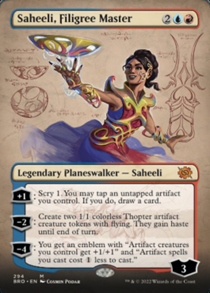 Saheeli, Filigree Master (Borderless Alternate Art) [The Brothers' War] | Webway Games