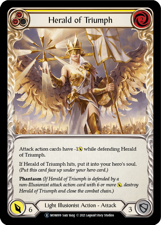 Herald of Triumph (Yellow) (Rainbow Foil) [U-MON009-RF] Unlimited Rainbow Foil | Webway Games