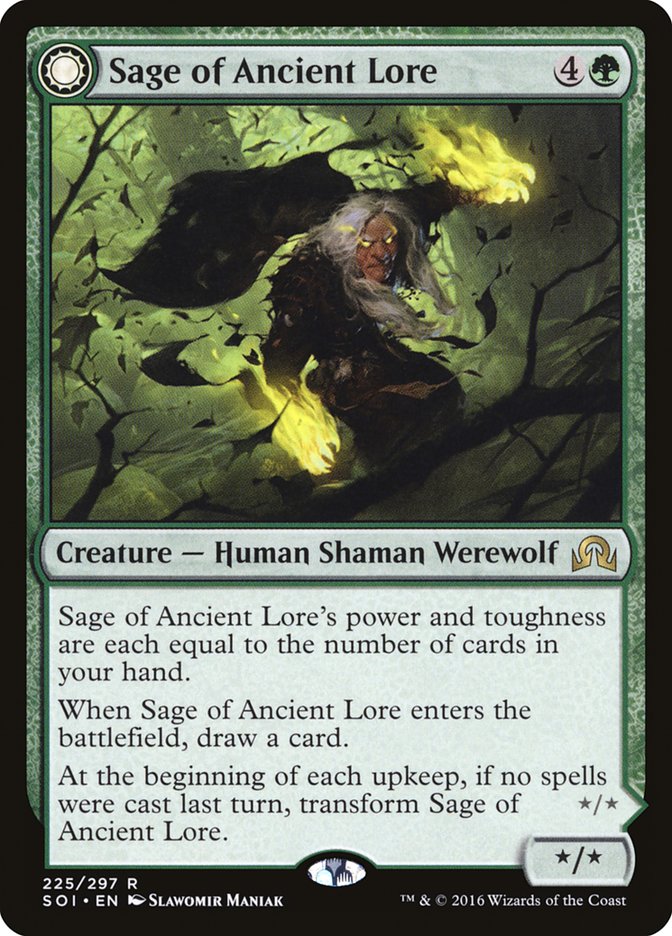 Sage of Ancient Lore // Werewolf of Ancient Hunger [Shadows over Innistrad] | Webway Games