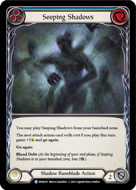 Seeping Shadows (Blue) (Rainbow Foil) [MON167-RF] 1st Edition Rainbow Foil | Webway Games