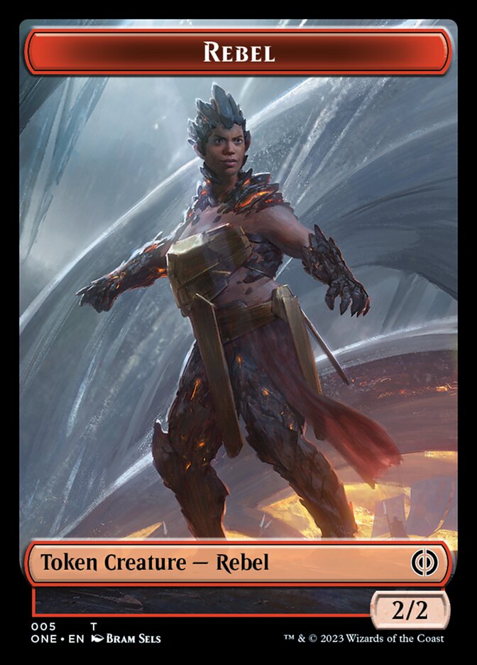 Rebel // Phyrexian Germ Double-Sided Token [Phyrexia: All Will Be One Commander Tokens] | Webway Games
