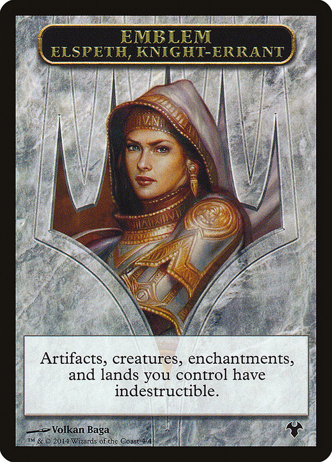 Emblem - Elspeth, Knight-Errant // Soldier Double-Sided Token [Modern Event Deck 2014 Tokens] | Webway Games