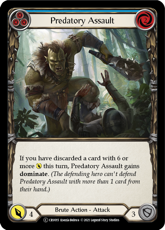 Predatory Assault (Blue) (Rainbow Foil) [CRU015-RF] Unlimited Rainbow Foil | Webway Games
