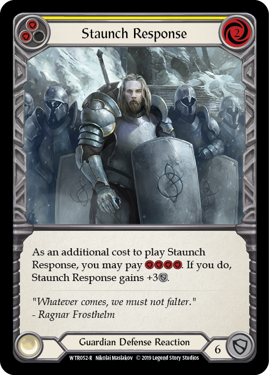 Staunch Response (Yellow) [WTR052-R] Alpha Print Rainbow Foil | Webway Games