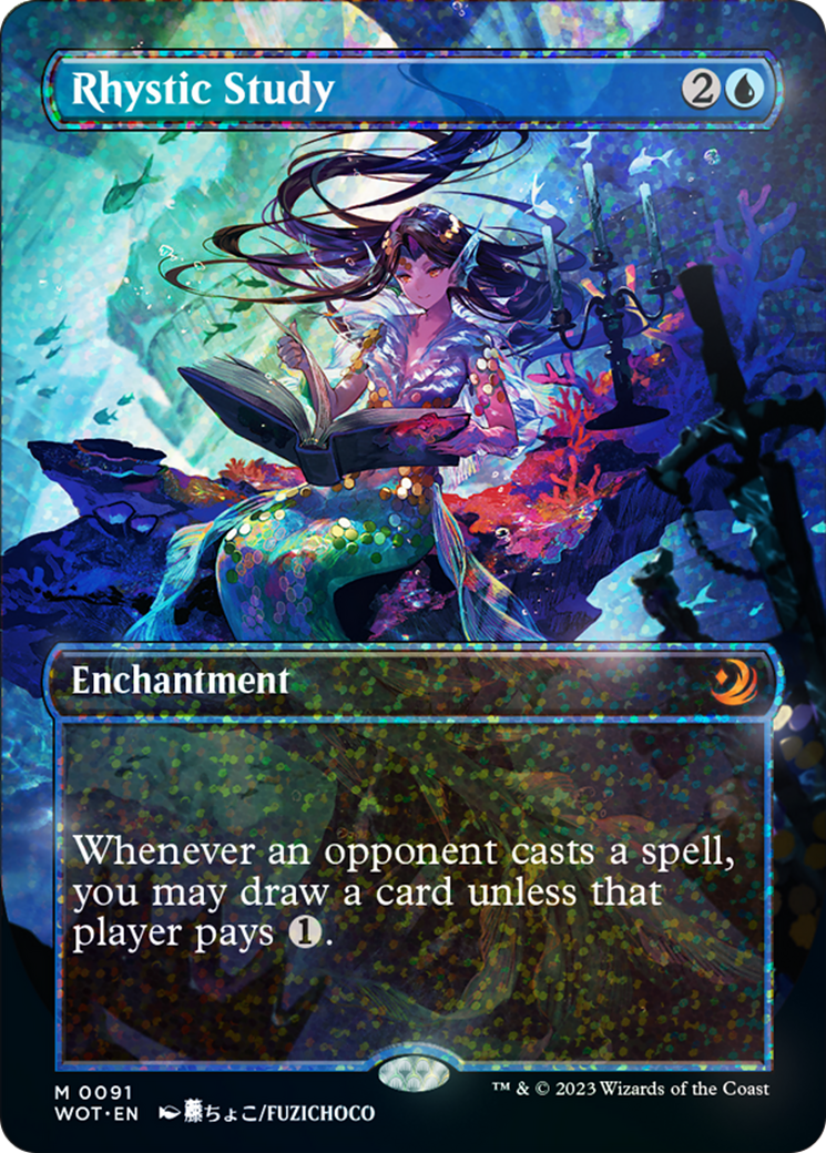 Rhystic Study (Anime Borderless) (Confetti Foil) [Wilds of Eldraine: Enchanting Tales] | Webway Games
