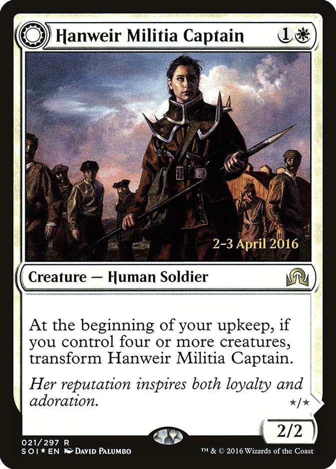 Hanweir Militia Captain // Westvale Cult Leader (Prerelease) [Shadows over Innistrad Prerelease Promos] | Webway Games