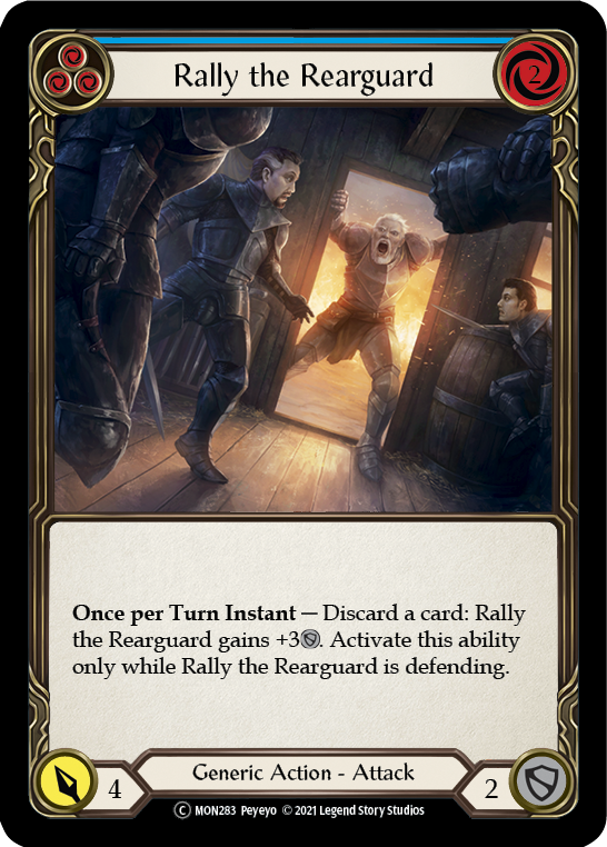 Rally the Rearguard (Blue) (Rainbow Foil) [U-MON283-RF] Unlimited Rainbow Foil | Webway Games
