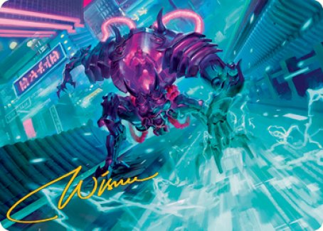 Surgehacker Mech Art Card (Gold-Stamped Signature) [Kamigawa: Neon Dynasty Art Series] | Webway Games
