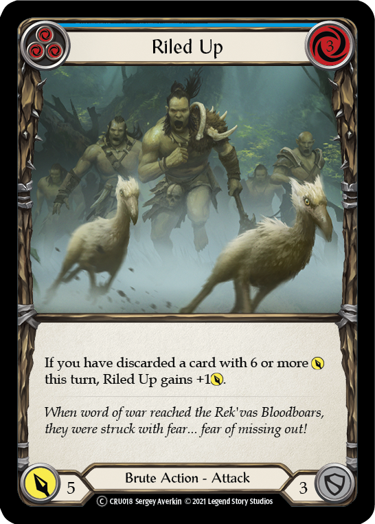 Riled Up (Blue) (Rainbow Foil) [CRU018-RF] Unlimited Rainbow Foil | Webway Games