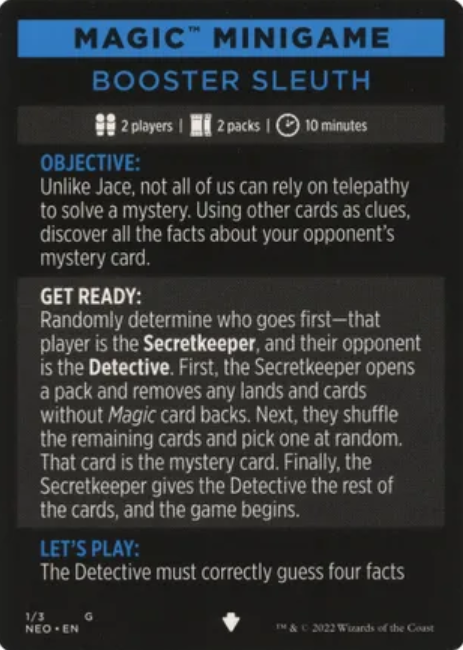 Booster Sleuth (Magic Minigame) [Kamigawa: Neon Dynasty Minigame] | Webway Games