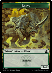Elf Knight // Rhino Double-Sided Token [Ravnica Remastered Tokens] | Webway Games