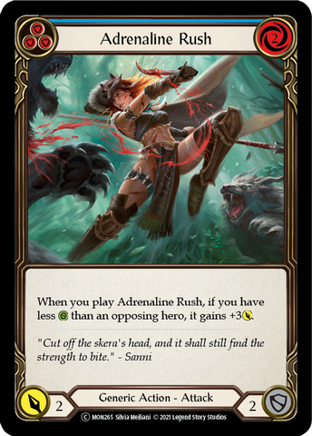 Adrenaline Rush (Blue) (Rainbow Foil) [U-MON265-RF] Unlimited Rainbow Foil