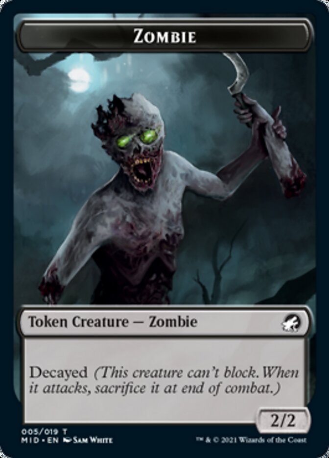 Zombie (005) // Wrenn and Seven Emblem Double-sided Token [Innistrad: Midnight Hunt Tokens] | Webway Games
