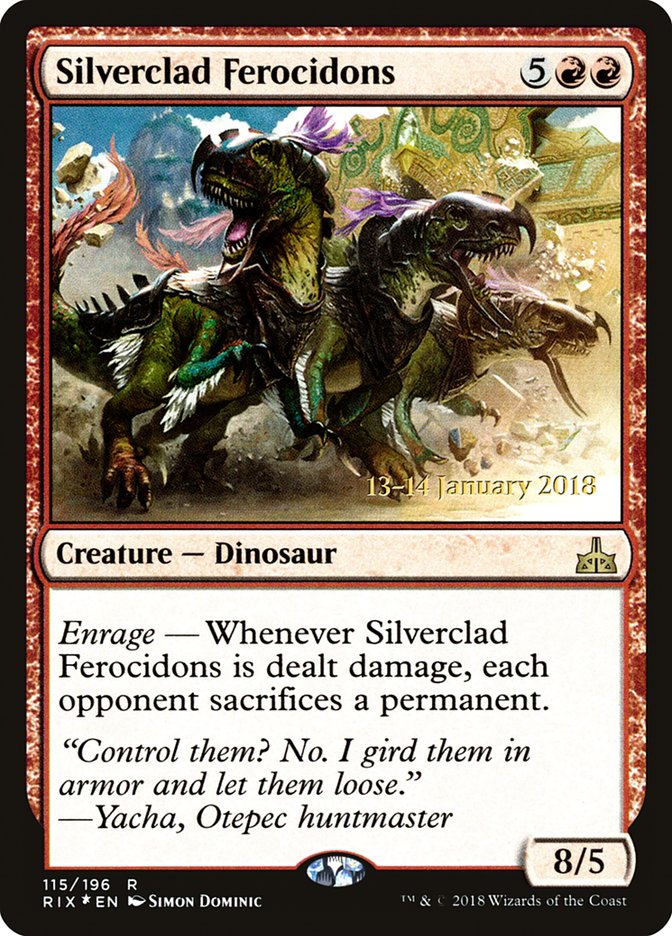 Silverclad Ferocidons (Prerelease) [Rivals of Ixalan Prerelease Promos] | Webway Games