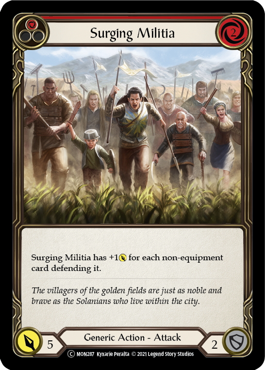 Surging Militia (Red) (Rainbow Foil) [U-MON287-RF] Unlimited Rainbow Foil | Webway Games