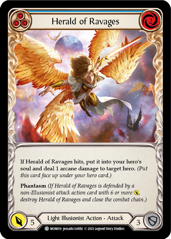 Herald of Ravages (Blue) (Rainbow Foil) [MON019-RF] 1st Edition Rainbow Foil