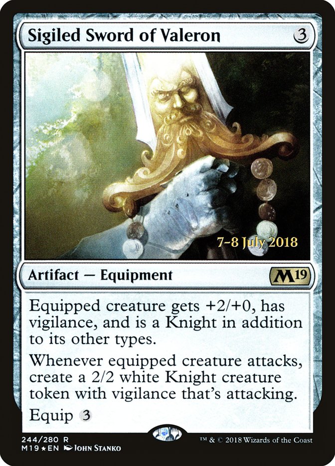 Sigiled Sword of Valeron  (Prerelease) [Core Set 2019 Prerelease Promos] | Webway Games